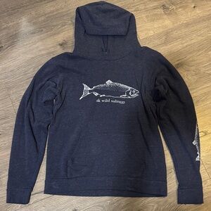 Navy Hoodie with Fish Graphic
